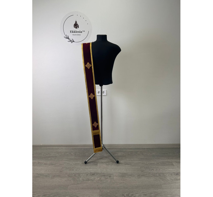 Single or double orar in velvet - Embroidered crosses - Greek or Slavic orarion