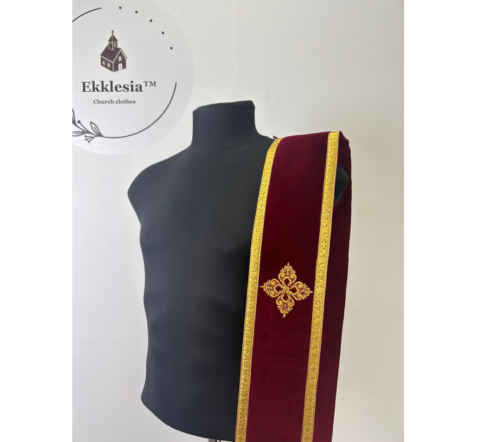 Single or double orar in velvet - Embroidered crosses - Greek or Slavic orarion