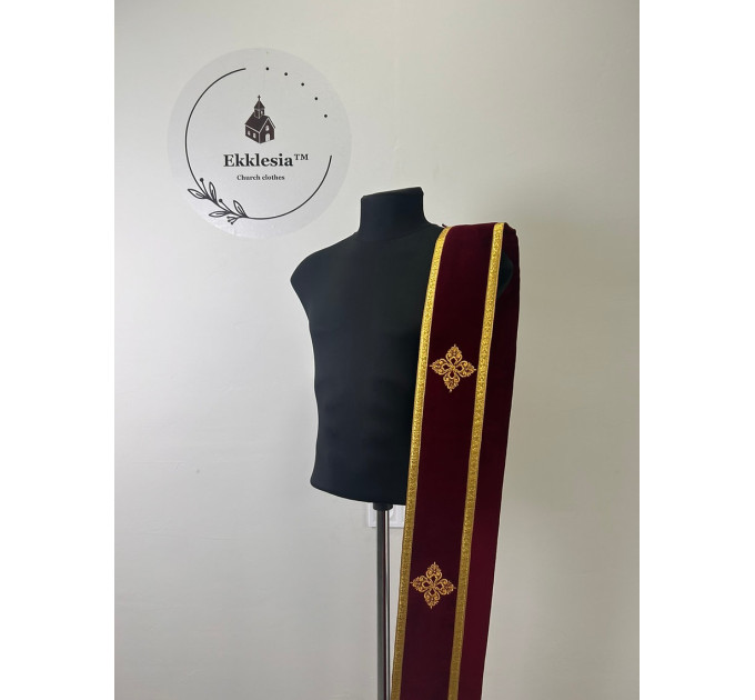 Single or double orar in velvet - Embroidered crosses - Greek or Slavic orarion