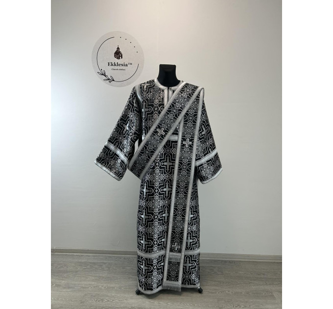 Church vestment set for Lent - Orthodox sticharion, double orar, and cuffs set