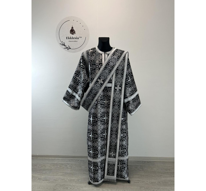 Church vestment set for Lent - Orthodox sticharion, double orar, and cuffs set