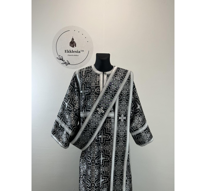 Church vestment set for Lent - Orthodox sticharion, double orar, and cuffs set