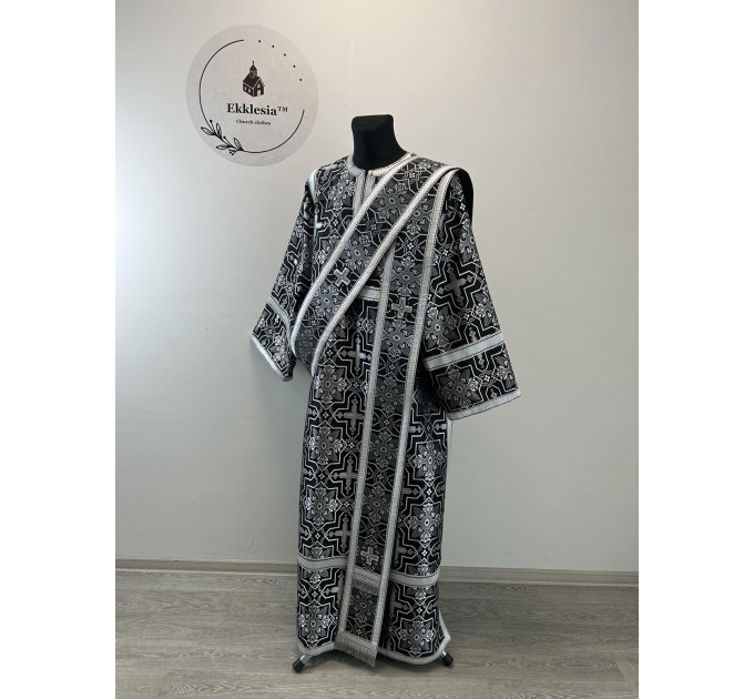 Church vestment set for Lent - Orthodox sticharion, double orar, and cuffs set