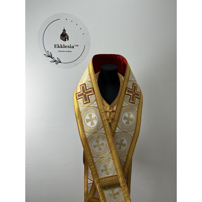 Bishop's Communion set - Bishop gold brocade church set - Omophor, stole, cuffs