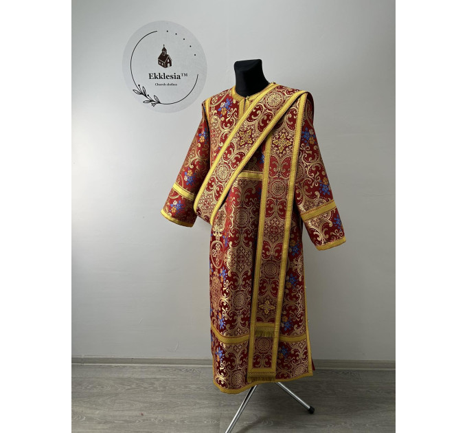 Protodeacon's vestment in metallic brocade - Stichar, double orar, cuffs set