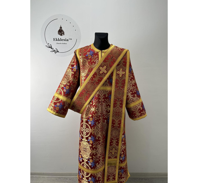 Protodeacon's vestment in metallic brocade - Stichar, double orar, cuffs set