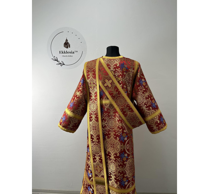 Protodeacon's vestment in metallic brocade - Stichar, double orar, cuffs set