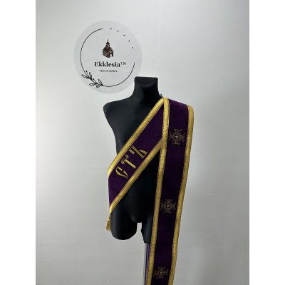 Embroidered orar on velvet - Greek-style orar - Slavic-style orar for deacon