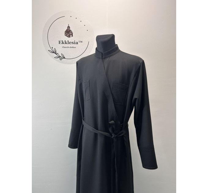 Basic Greek-style cassock for priest - Orthodox cassock in crepe-suit fabric