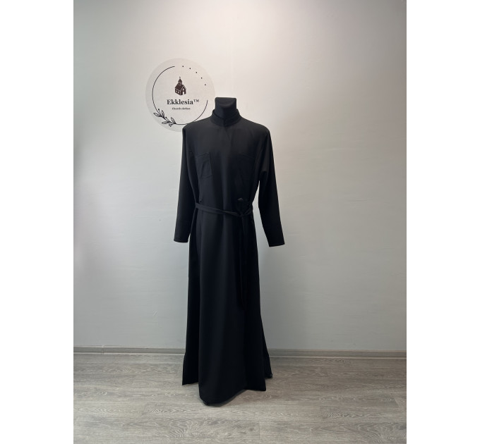 Basic Greek-style cassock for priest - Orthodox cassock in crepe-suit fabric