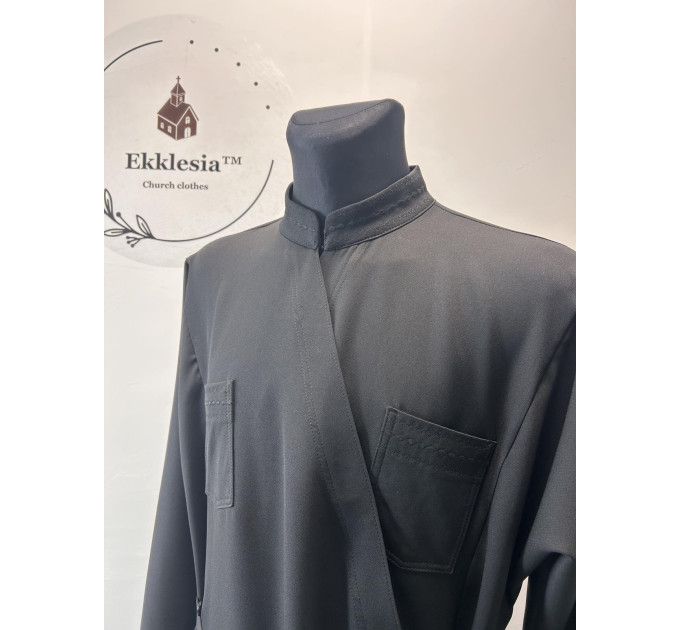 Basic Greek-style cassock for priest - Orthodox cassock in crepe-suit fabric
