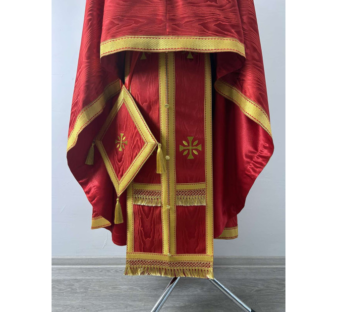 Greek vestment with minimalist embroidery on moiré - Priest vestment - Clothes for priests - Liturgical vestments - Liturgical garments