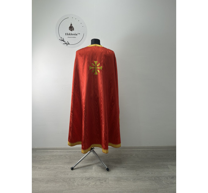 Greek vestment with minimalist embroidery on moiré - Priest vestment - Clothes for priests - Liturgical vestments - Liturgical garments