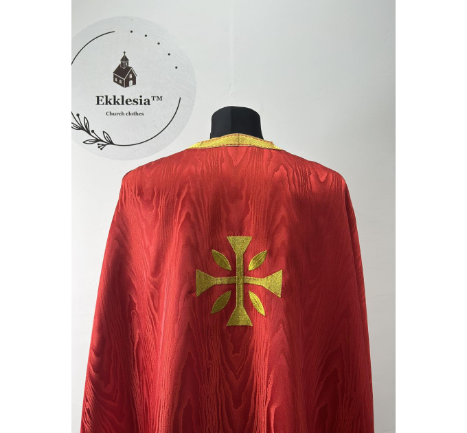 Greek vestment with minimalist embroidery on moiré - Priest vestment - Clothes for priests - Liturgical vestments - Liturgical garments
