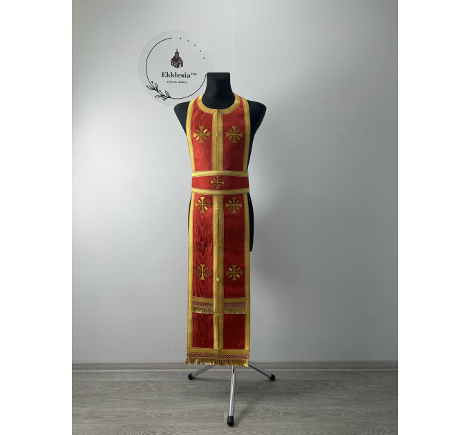 Greek vestment with minimalist embroidery on moiré - Priest vestment - Clothes for priests - Liturgical vestments - Liturgical garments