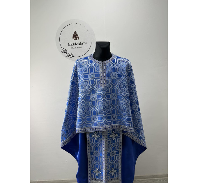 Blue vestment for priest - Phelon in Greek style with icon - Orthodox set