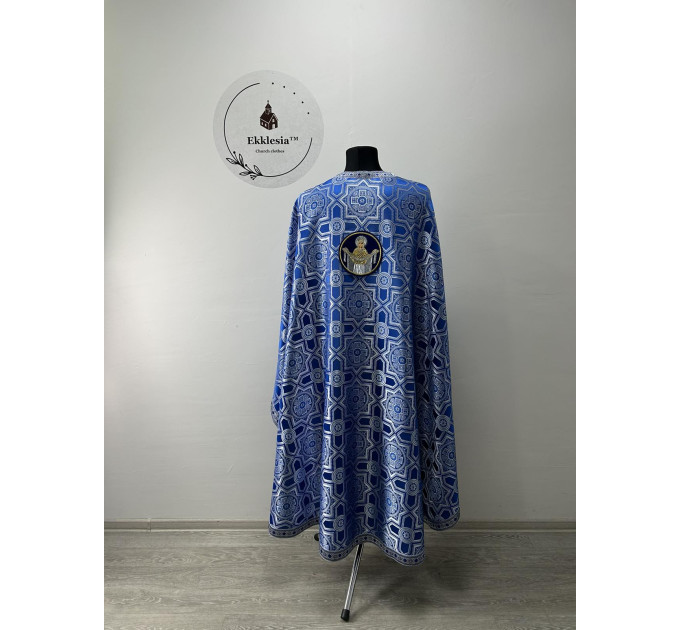 Blue vestment for priest - Phelon in Greek style with icon - Orthodox set