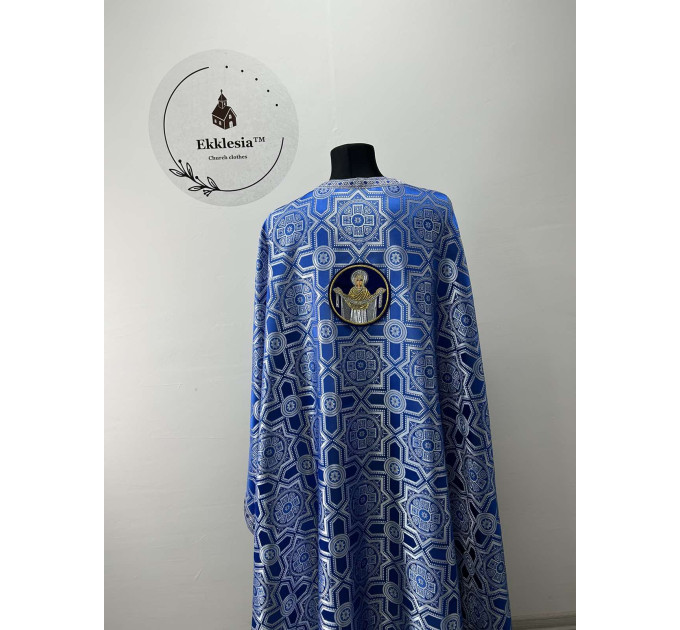 Blue vestment for priest - Phelon in Greek style with icon - Orthodox set