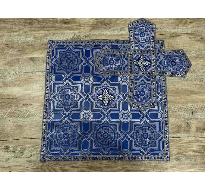 Blue vestment for priest - Phelon in Greek style with icon - Orthodox set