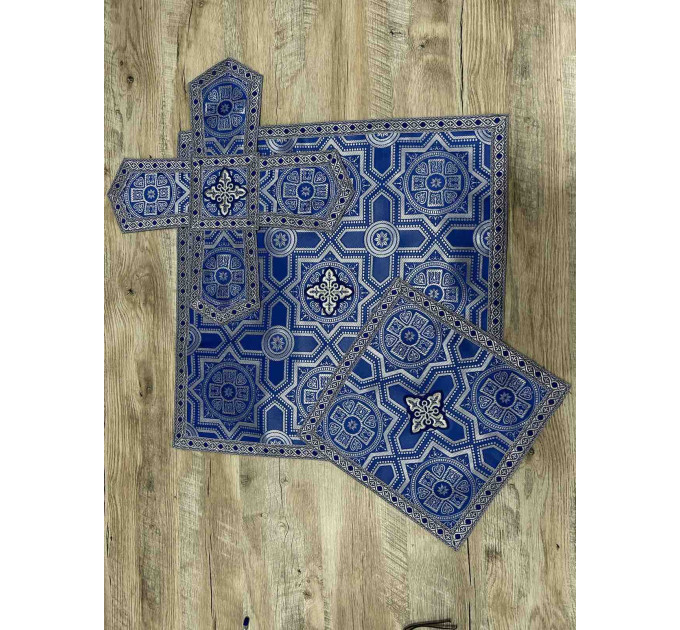 Blue vestment for priest - Phelon in Greek style with icon - Orthodox set