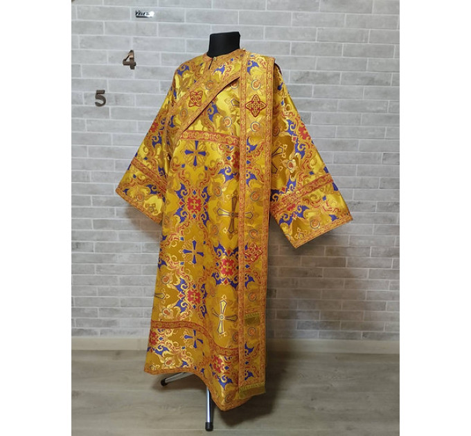 Protodeacon's vestments set in metallic brocade - sticharion orar in metallic