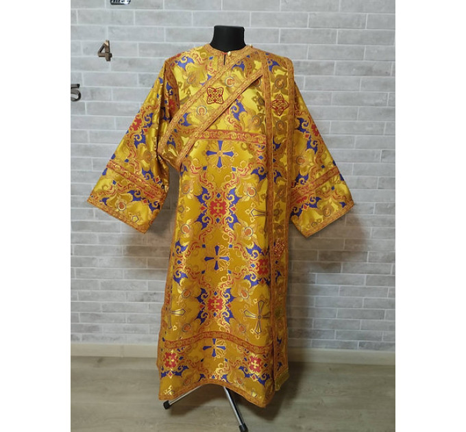 Protodeacon's vestments set in metallic brocade - sticharion orar in metallic