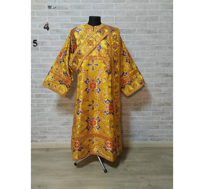 Protodeacon's vestments set in metallic brocade - sticharion orar in metallic