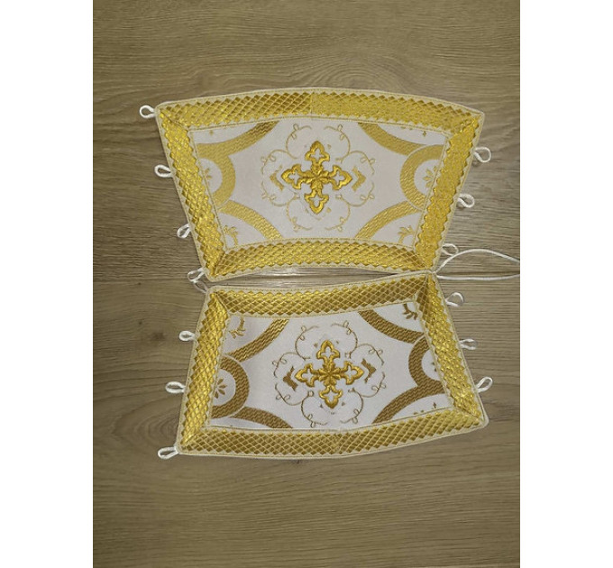 White deacon's sticharion with icon on the back - Orthodox Vestment -Clergy robe