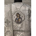 White deacon's sticharion with icon on the back - Orthodox Vestment -Clergy robe