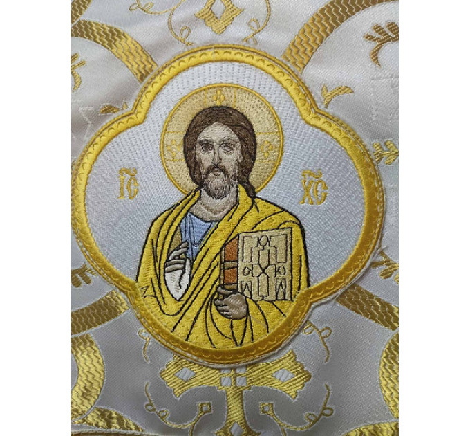 White deacon's sticharion with icon on the back - Orthodox Vestment -Clergy robe