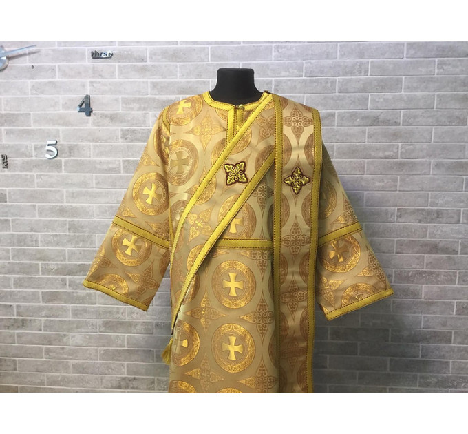 Gold deacon's vestment with icon on the back - Orthodox Slavic style orarion