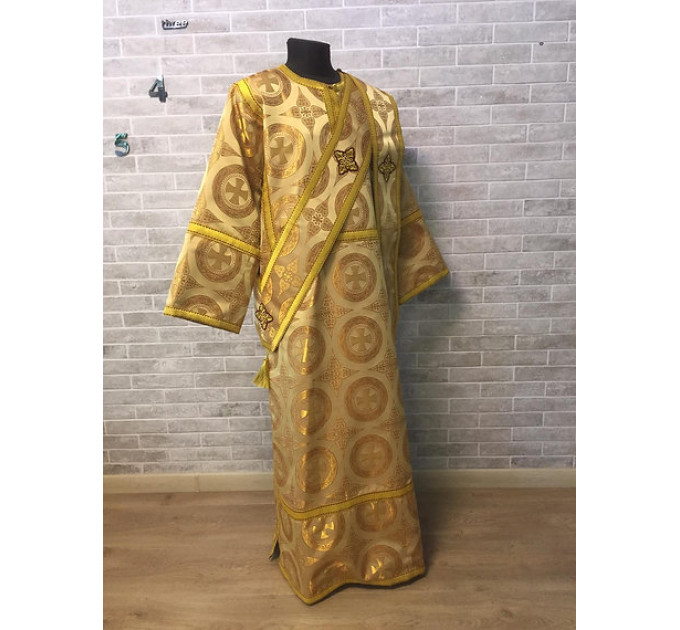 Gold deacon's vestment with icon on the back - Orthodox Slavic style orarion