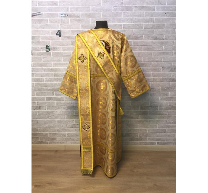 Gold deacon's vestment with icon on the back - Orthodox Slavic style orarion