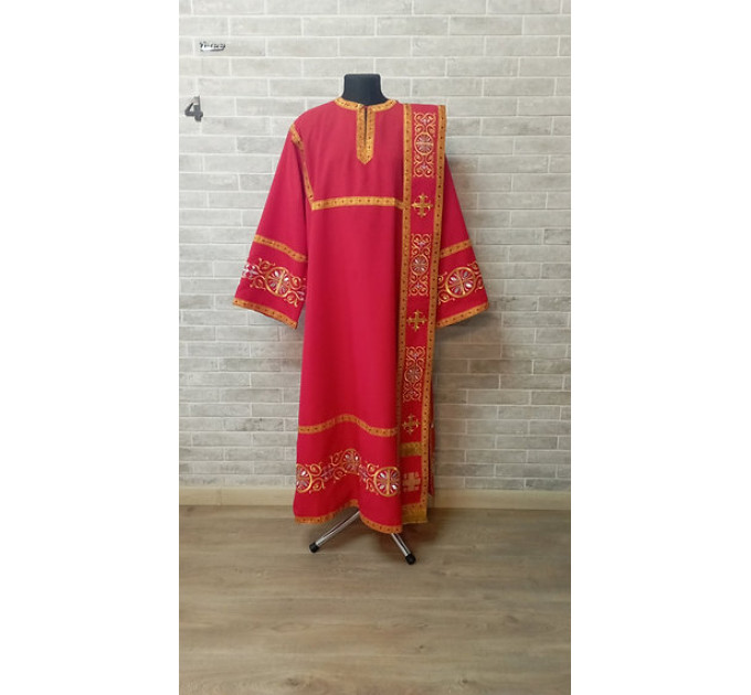 Set for protodeacon or deacon - Embroidered alb - Orthodox sticharion, orar