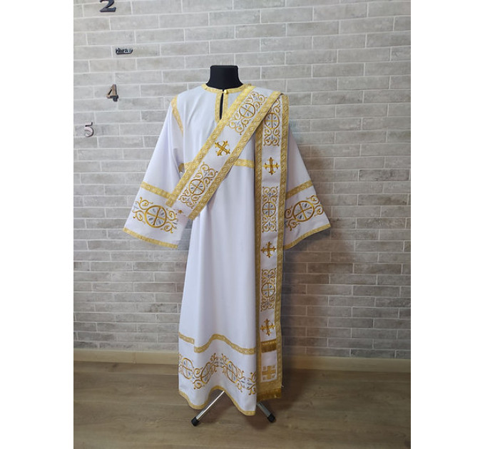 Set for protodeacon or deacon - Embroidered alb - Orthodox sticharion, orar