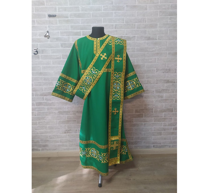 Set for protodeacon or deacon - Embroidered alb - Orthodox sticharion, orar