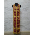 Maroon brocade stole and cuffs