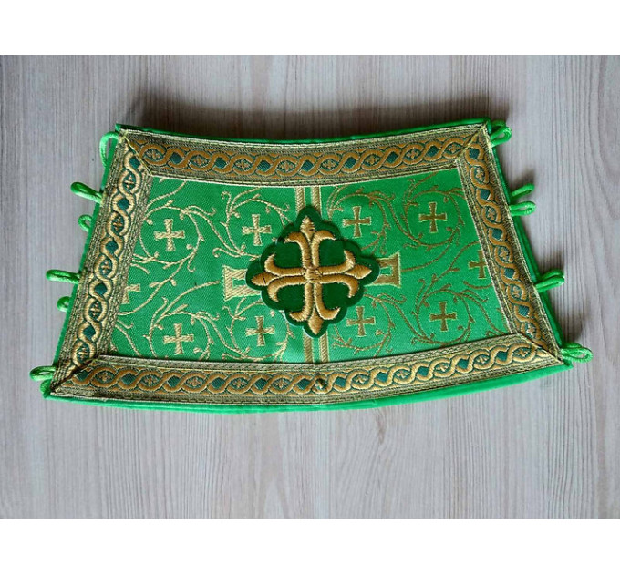 Stole and cuffs in green brocade - Priest's communion set - Orthodox church set