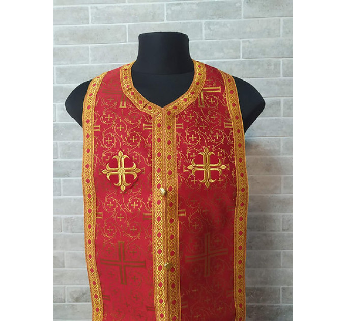 Stole and cuffs in green brocade - Priest's communion set - Orthodox church set