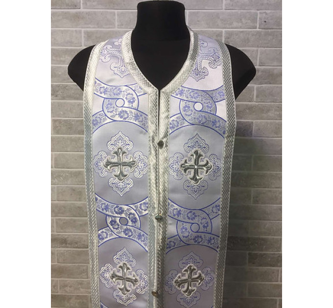 Cuffs and stole in brocade - Priest's communion set - Orthodox church priest's epitrachil