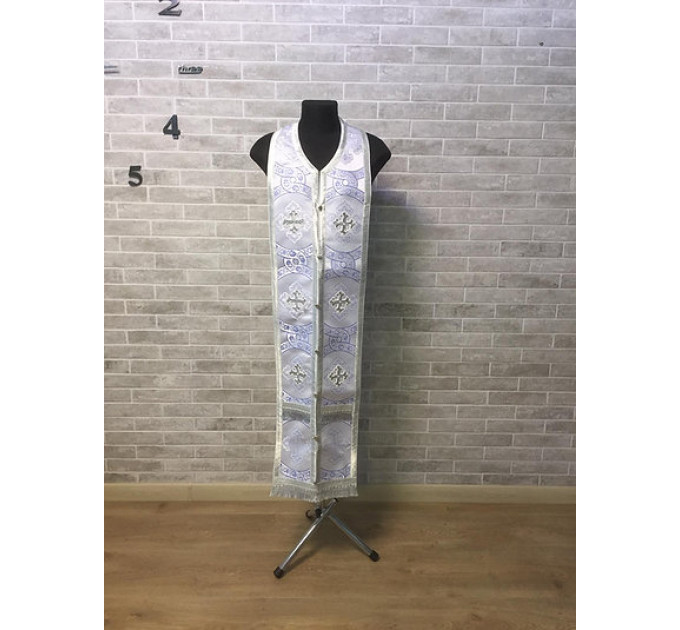 Cuffs and stole in brocade - Priest's communion set - Orthodox church priest's epitrachil