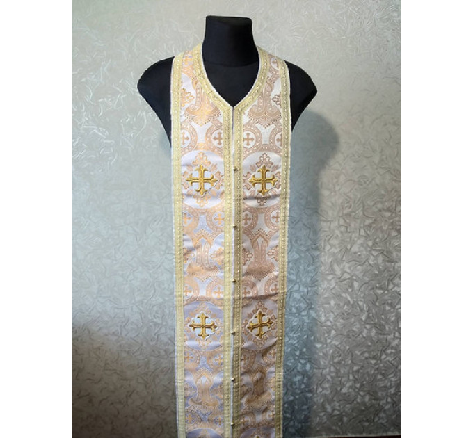 Stole and cuffs in brocade - Priest's communion set - Orthodox priest's set