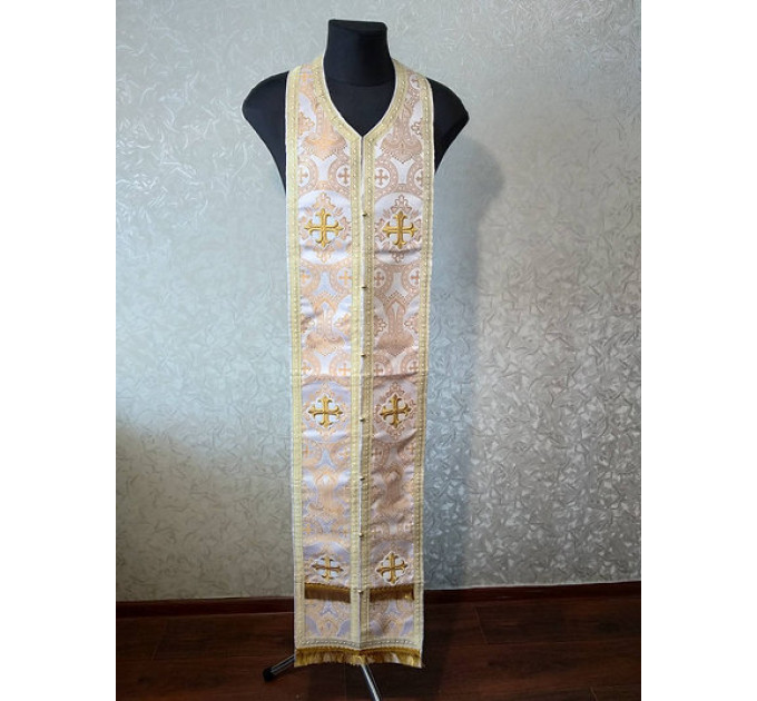 Stole and cuffs in brocade - Priest's communion set - Orthodox priest's set