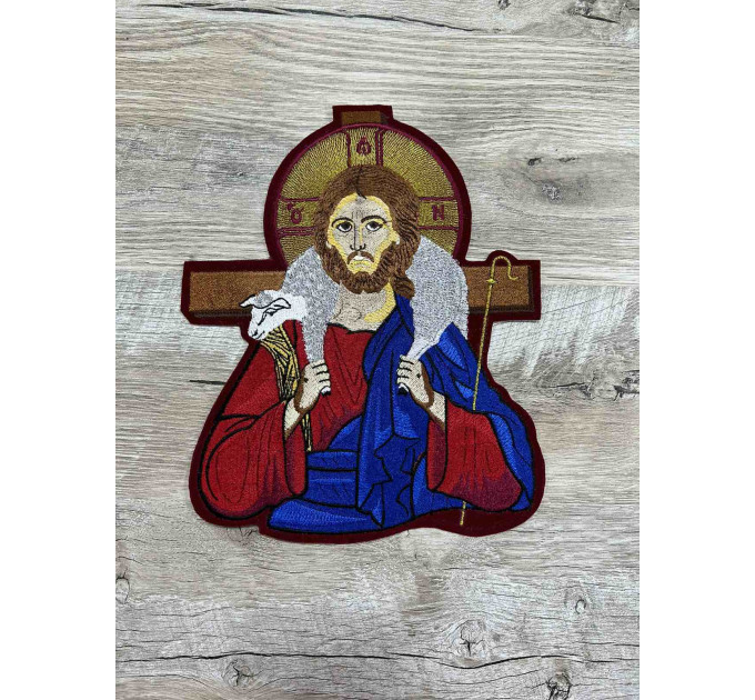The good Shepherd icon application - Liturgical embroidered vestment appliques