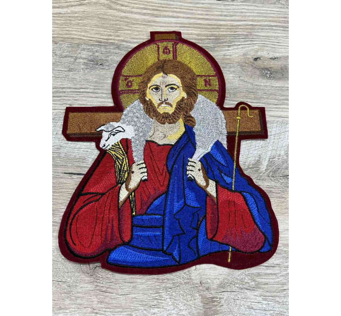 The good Shepherd icon application - Liturgical embroidered vestment appliques