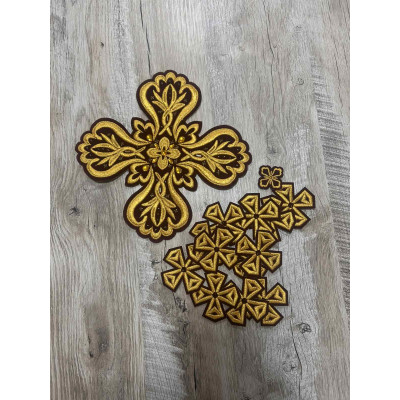 Set of 16 embroidered crosses for priest vestment - Patch crosses applique