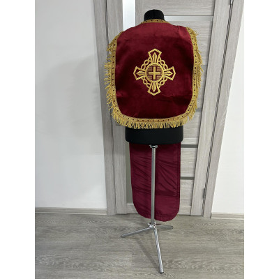 Embroidered Coptic style epitrachilus in velvet - Coptic Stole - Coptic epitrach