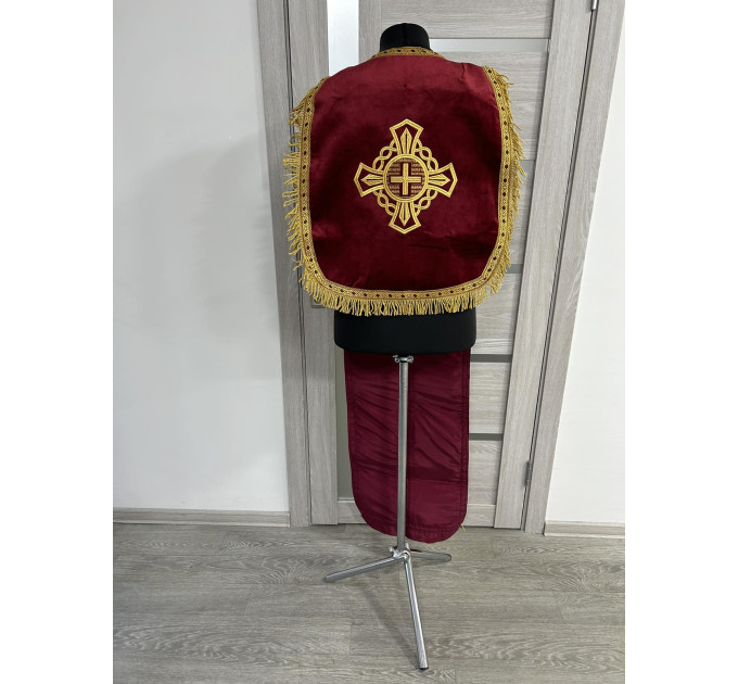 Embroidered Coptic style epitrachilus in velvet - Coptic Stole - Coptic epitrach
