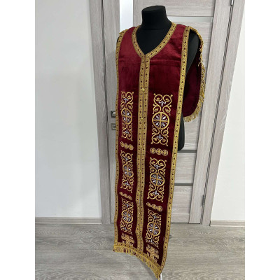 Embroidered Coptic style epitrachilus in velvet - Coptic Stole - Coptic epitrach
