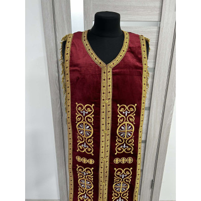 Embroidered Coptic style epitrachilus in velvet - Coptic Stole - Coptic epitrach